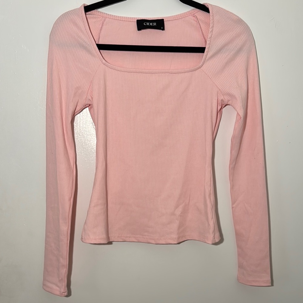 NWOT CIDER Pink Ribbed Women's Top size small